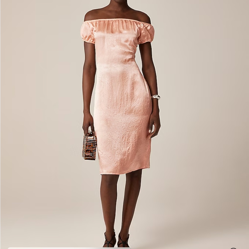 off the shoulder satin jcrew dress